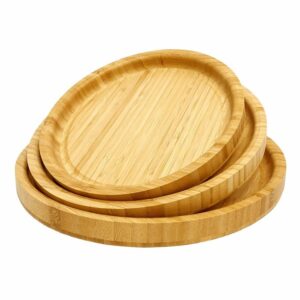 3-Piece Round Bamboo Serving Tray Set