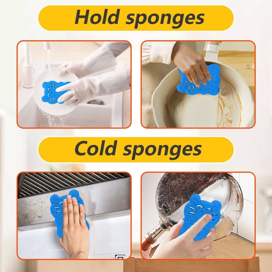Temperature-Sensitive Cat-Shaped Scrub Sponges (6-Pack) - Image 2