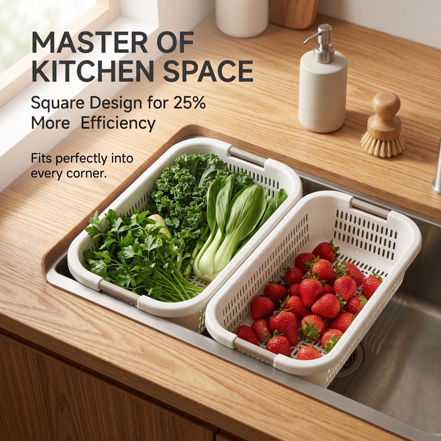 Square Colander Drain Basket (Set of 2) - Image 4