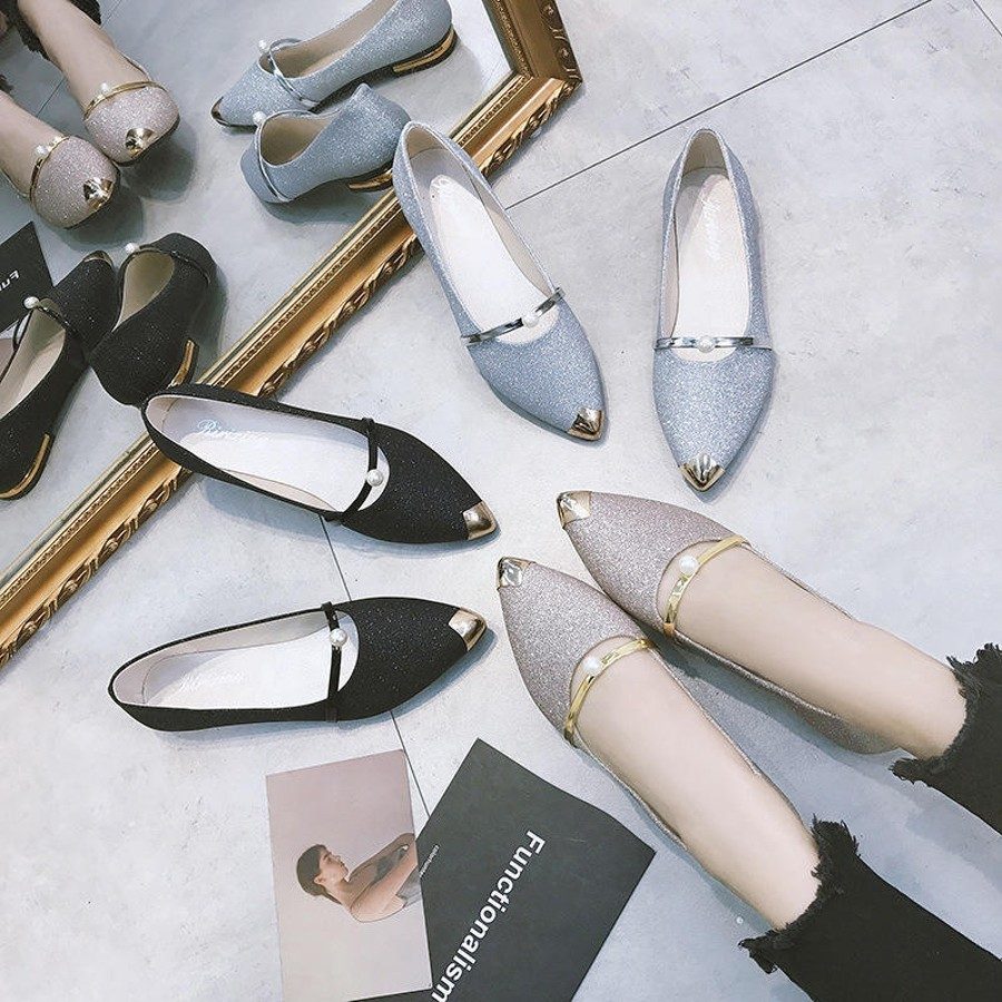 Women's Glitter Pointed-Toe Flats - Image 5