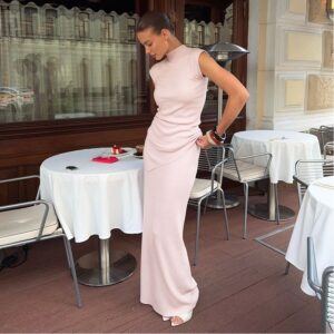 Women’s Mock-Neck Sleeveless Knit Two-Piece Maxi Set