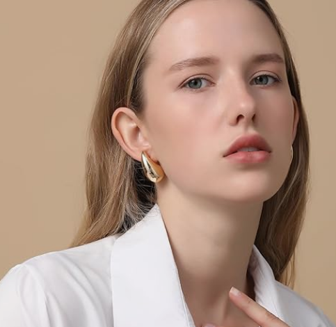 Bold Lightweight Gold-Tone Statement Hoops - Image 2