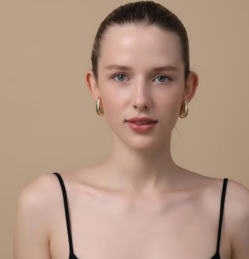 Bold Lightweight Gold-Tone Statement Hoops - Image 3