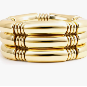 Chunky Gold-Tone Bamboo Bangle Bracelet Set