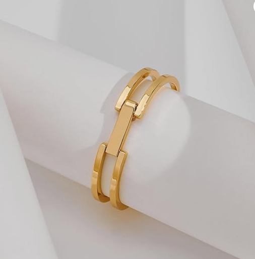 Polished Gold-Tone Bangle Bracelet for Women - Image 2