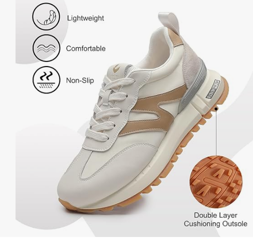 Women's Leather Patchwork Lace-Up Sneakers - Image 2