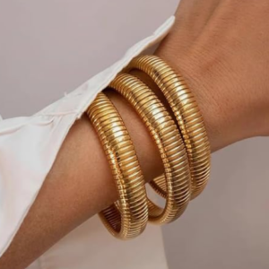 Chunky Gold-Tone Stretch Bangle Set Chunky Gold-Tone Stretch Bangle Set