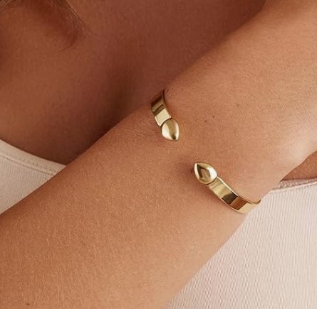 Adjustable Gold-Tone Mantra Cuff Bangle - Image 2
