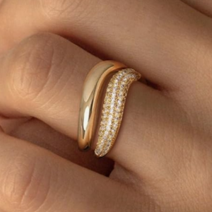 Gold-Plated Cubic Zirconia Ring Set (2-Piece)