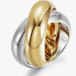 Gold-Plated Double-Band Cocktail Ring