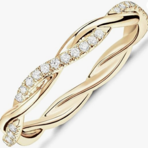 Gold-Plated Twisted Rope Eternity Band Ring