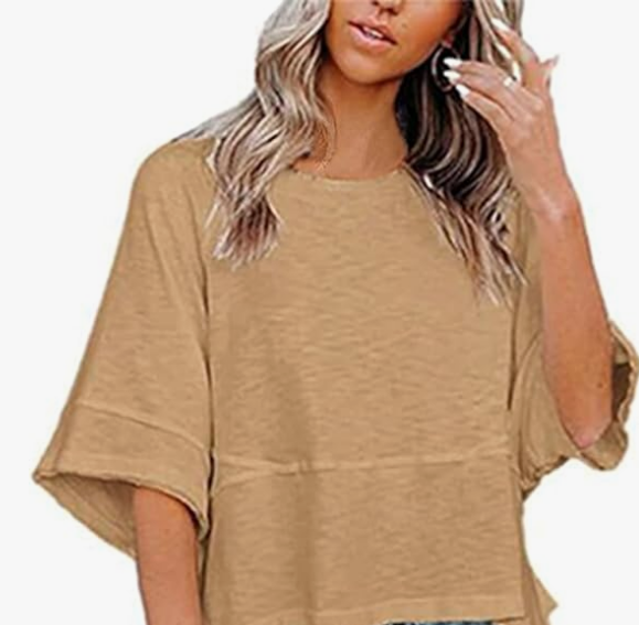Women's 3/4-Sleeve Loose Crewneck Top - Image 2