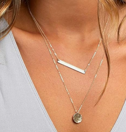 Dainty Layered Gold-Tone Choker Necklace - Image 3