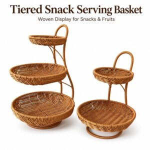 3-Tier Woven Rattan Fruit & Snack Serving Basket