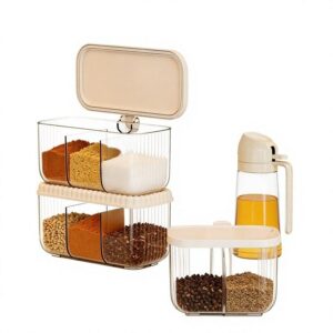 4-Compartment Seasoning Box with Flip-Top Lid & Spoons
