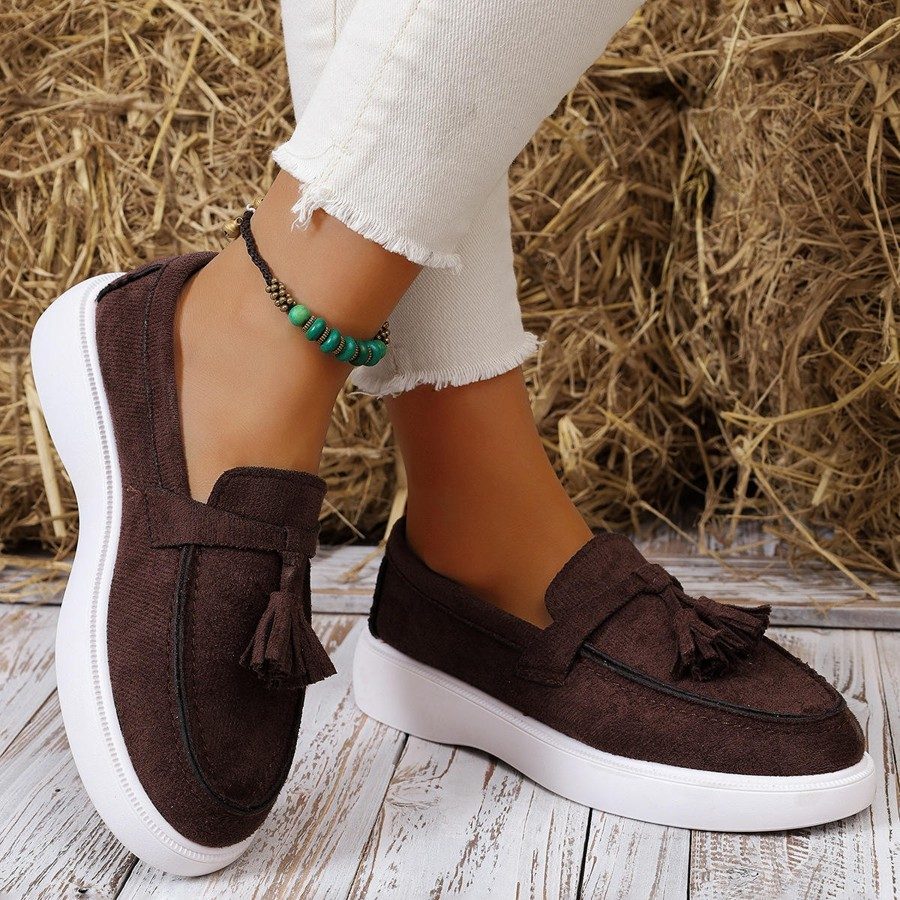 Women's Suede Tassel Platform Loafers - Image 2