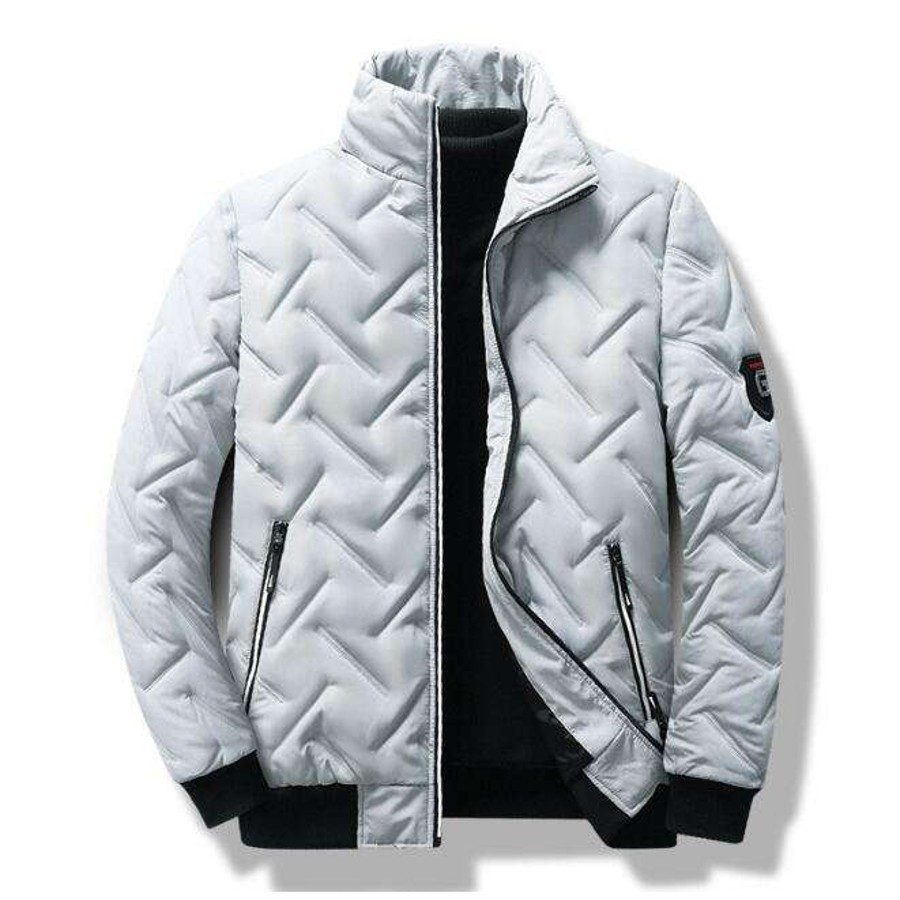 Men's Textured Quilted Bomber Jacket - Image 3