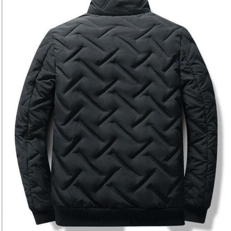 Men's Textured Quilted Bomber Jacket - Image 4